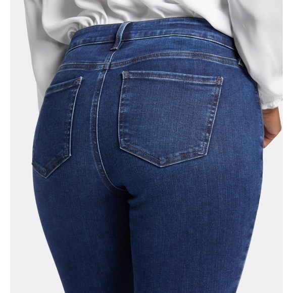 NYDJ Denim - NYDJ Med Wash Faded Midrise Lift Tuck Barbara Bootcut Flare Stretch Jean Size 14